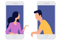 Two people talking