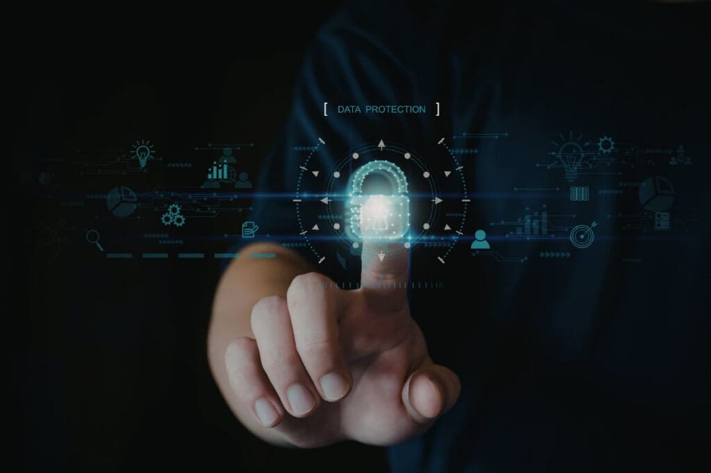 Illustration of a person managing his digital footprint.
